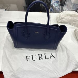 【超美品】FURLA フルラ　トートバック　レザー　濃紺