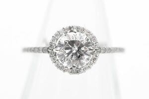 Pt900 中石　天然 ダイヤモンド1.102ct 脇石ダイヤ0.20ct リング 　1ctUP！！プラチナ　指輪　約11号　新品　Dカラー SI-2 Excellentカット