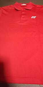 YONEX赤、ロゴ白、半袖ストレッチトップス サイズS