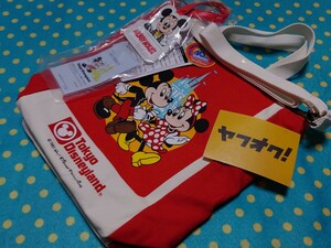 TDL TDS◎40周年アニバーサリーイヤー園内購入限定ディズニーランド開園当時物ショッピングバッグ柄バッグ＋チケットホルダーバッグタグ