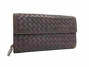 1円 BOTTEGA VENETA ボッテガヴェネタ イントレチャート レザー 二つ折り 長財布 ウォレット ブラウン系 BM4270