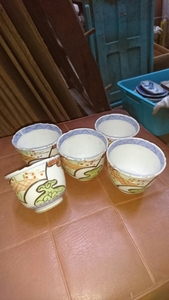 高級品　蔵出し【古伊万里　染付　湯呑み5客まとめ 】茶器　古美術