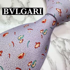 BVLGARI ブルガリ ネクタイ シルク100% パターン柄 アニマル セッテピエゲ ワイドタイ 送料無料