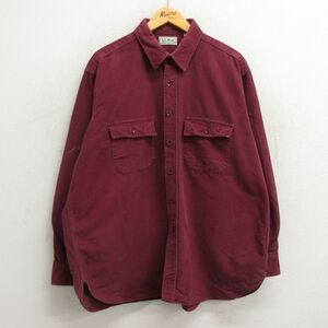 XL/古着 エルエルビーン LLBEAN 長袖 フランネル シャツ メンズ 90s 大きいサイズ コットン エンジ 23sep14 中古 トップス