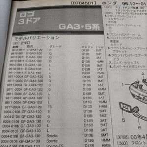 ■【パーツガイド】　ホンダ　ロゴ　(ＧＡ３・５系)　H8.10～　２００４年版 【絶版・希少】