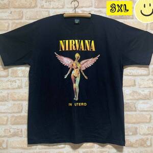 ニルヴァーナ ニルバーナ Tシャツ　3XLサイズ　IN UTERO ロックバンド　発送　Nirvana ビッグサイズ　オーバーサイズ