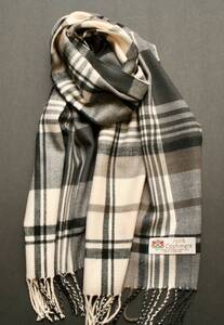 ＊新品＊ 暖かカシミア100％　洗練された素敵なチェック柄スカーフ　男女兼用 Cashmere Scarf ＊イギリス製＊