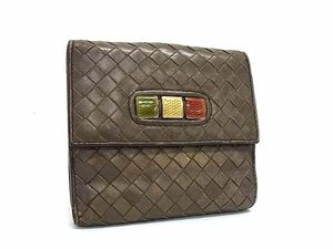 1円 BOTTEGA VENETA ボッテガヴェネタ イントレチャート レザー 二つ折り 財布 ウォレット 札入れ 小銭入れ ブラウン系 BI5928