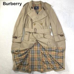 ☆究極のヴィンテージコート・試着程度☆ Burberry ノバチェック柄　トレンチコート　メンズ　XL相当