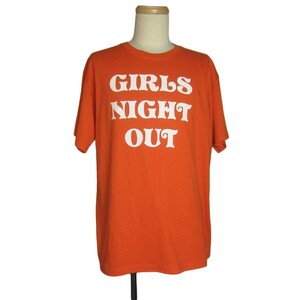 Tシャツ ティーシャツ GIRLS NIGHT OUT プリントtシャツ オレンジ色 サイズL 半袖 古着