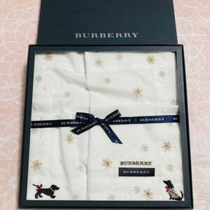 【激レア】新品/BURBERRY/ハンカチ/正規品/未使用/即決あり/匿名発送/バーバリー/雪/女性/大判/レディース/結晶/ギフト/犬/白/プレゼント