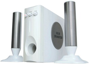 【パッケージ不良】2.1ch ハイパワーマルチメディアスピーカー TWO TOWER WHITE MTWO-WHR