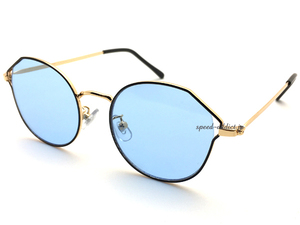 GAP METAL FRAME SUNGLASS GOLD・BLACK × LIGHT BLUE/メタルフレームサングラスカラーレンズユニセックス夏海プールリゾート旅行フェスuv