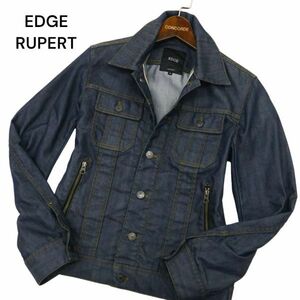 美品★ EDGE RUPERT ルパート 通年 ジップポケット★ トラッカー デニム ジャケット Gジャン Sz.M　メンズ 真紺　C4T00536_1#O