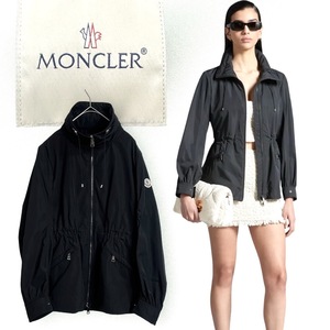 現行品22万☆美品☆MONCLER EMET スプリングコート 0 モンクレール エメット ブラック 黒 ナイロン ウィンドブレーカー レインコート