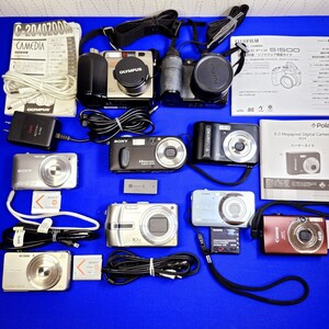 コンパクト デジタルカメラ 9台 まとめて◆SONY◆CASIO◆Canon◆Panasonic◆OLYMPUS◆FUJIFILM 他◆動作未確認/ジャンク扱い