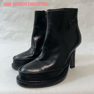 C0077★9 高級 ANN DEMEULEMEESTER アンドゥムルメステール vintage archive ハイヒール 厚底 ダッド ブーツ 黒 レザー