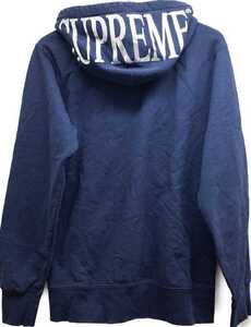 SupremeシュプリームフードロゴシップアップパーカーＭ紺色カナダ製MADE IN CANADA Hooded Logo Sweatshirtプルオーバーパーカーフーディー