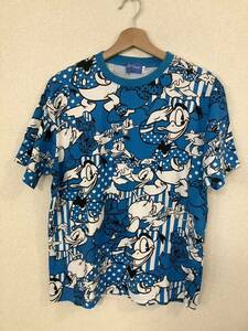 TOKYODISNEY RESORT 総柄 半袖Tシャツ 東京ディズニーリゾート ドナルドダック　キャラクター　古着　ユニセックス　ブルー