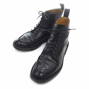 【特別価格】TRICKERS ブラックカーフ Uチップ レザー ブーツ ブラック メンズUK7.5