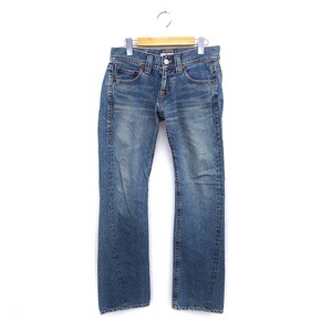 ジーンナッソーズ JEAN NASSAUS デニム ジーンズ ストレート ローライズ ひげ加工 ヴィンテージメイク 2 青 ブルー /NT32 レディース