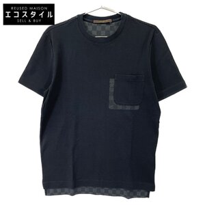 LOUIS VUITTON ルイヴィトン H1JR11JEI ブラック ダミエ ブロックデザインTシャツ ブラック XS トップス コットン メンズ 中古