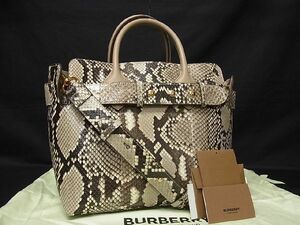 ■極上■本物■極美品■ BURBERRY バーバリー パイソン 2WAY ハンドバッグ トート ショルダー 肩掛け 斜め掛け グレージュ系 a7596UZ