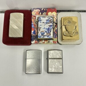 I157 まとめ ▲ Zippo ジッポー オイルライター 5点セット ティーカップ 紅茶 スリム シルバー ゴールド 他 喫煙具 3点火花あり