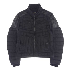 MONCLER モンクレール 国内正規品 420914180285 BAHR 肩ラムレザー切替 バイカー キルティング ダウン ジャケット ブラック系 1【中古】