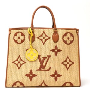 LOUIS VUITTON ルイヴィトン オンザゴー GM M57644 2WAY ハンド トートバッグ モノグラム・ラフィア×レザー ベージュ×ブラウン