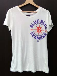 BLUE BLUE ブルーブルー 半袖 Tシャツ 2 M レディース 白 ホワイト コットン 綿100％ 日本製 聖林公司 ハリウッドランチマーケット