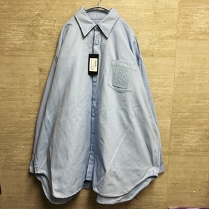 RAF SIMONS ラフシモンズ 231-M243 23SS OVERSIZED DENIM SHIRT WITH LEATHER PATCH デニムシャツ ライトブルー sizeL 【中目黒B04】