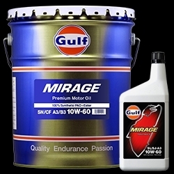 送料無料！　Gulf　MIRAGE　ガルフ　ミラージュ　10W-60　100％合成油　100% Synthetic　 1Lｘ6本（1ケース）　エンジンオイル