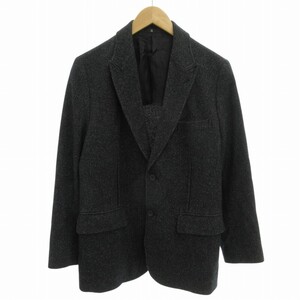 ランバン LANVIN コレクション 美品 テーラードジャケット ブレザー ニット 切替 2B 半裏 48 M グレー /FF メンズ