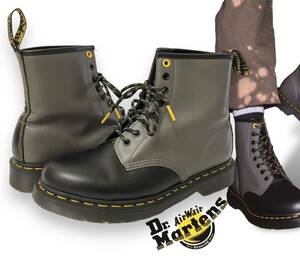 Dr.Martens 1460 smooth charcoal black ドクターマーチン 8ホール レザー ブーツ バイカラー ブロック メンズ ユニセックス UK6 正規品