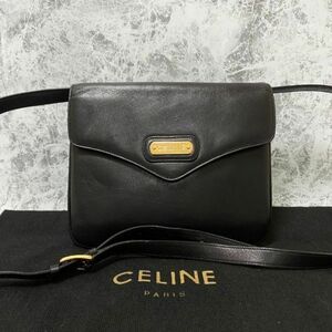 セリーヌ CELINE ショルダーバッグ レザー ブラック ゴールド金具 0081494