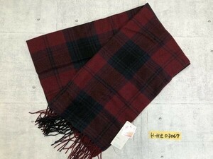 タグ付き新品！UNIQLO ユニクロ メンズ レディース ヒートテック チェック柄 マフラー 180×50cm ワイン色 アクリル毛