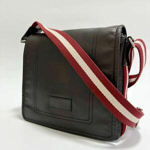 良品 BALLY バリー メッセンジャーバッグ ショルダーバッグ トレインスポッティング トレスポ レザー 斜め掛け ブラウン 茶 メンズ