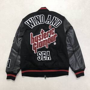 ● HYSTERIC GLAMOUR × WIND AND SEA ヒステリックグラマー ウィンダンシー スタジャン 中綿 ワッペン 牛革 ブラック sizeS メンズ 1.45kg