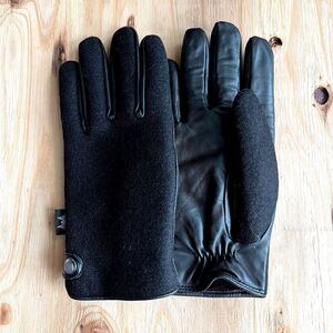 美品 MOON BEAMS Glove ムーン ビームス別注 グローブ 手袋 タッチパネル対応 羊革 導電レザー ウール イギリス 老舗ファブリックメーカー