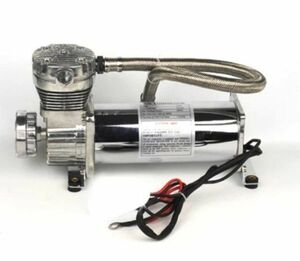 AK017:エアーコンプレッサー 480c　200psi 3/8　1/4　12v エアサス　メッキ　ブラック