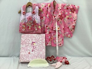 きょうと花ひめ 七五三/3歳児/着物/被布コート/和装小物 身丈約74.5cm/足裏底約17cm 中古品 ACB