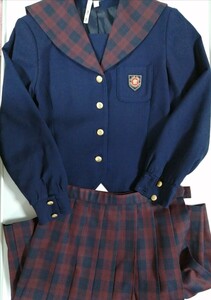 岡山県[私立就実中学校]女子制服170A(B86)　HANAE MORI　ハナエモリ　冬服長袖セーラー服　冬服スカート(63.50)