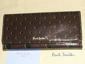 PSC442-13　新品本物即決　ポールスミス　Paul Smith　牛革/羊革　ドット柄　長財布　バーガンデ