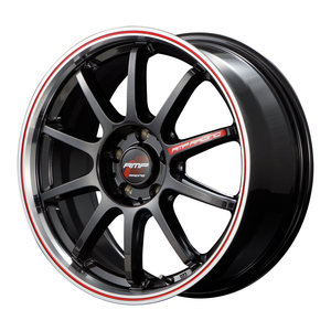 RMP Racing R10 ホイール1本 18x7.5 +50 112 5H(クリスタルブラック/リムポリッシュ+レッド)