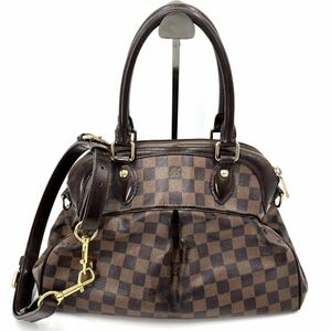 1円《 正規品・激レア 》LOUIS VUITTON ルイヴィトン 2way ハンド ショルダーバッグ トレヴィ PM エベヌ ダミエ レザー シリアルあり