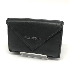 [125-1865] BALENCIAGA バレンシアガ コンパクト三つ折り財布 ペーパーウォレット 391446 ブラック