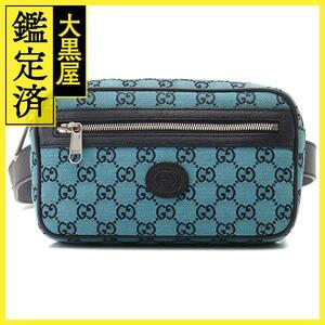 GUCCI　グッチ　ウエストバッグ　GGキャンバス　レザー　ブルー　ネイビー　658657（2147300363256）【200】