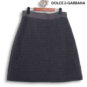 DOLCE＆GABBANA ドルチェ＆ガッバーナ 秋冬★ ウール100% 台形 スカート グレー Sz.44 レディース 大きいサイズ　K4B00901_A#Q