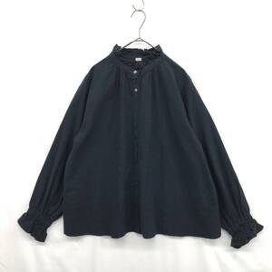 NZ2396●RNA-N : 24aw 2WAYフリルカラーシャツブラウス●M●黒 定価¥16,500- B2860 リネン